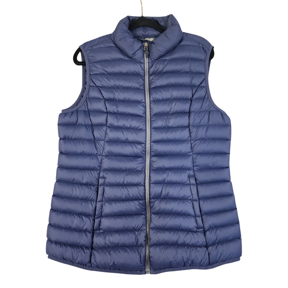 Natural‎ Reflections Womens Down Puffer Vest Size Large Navy Blue Zip Packable